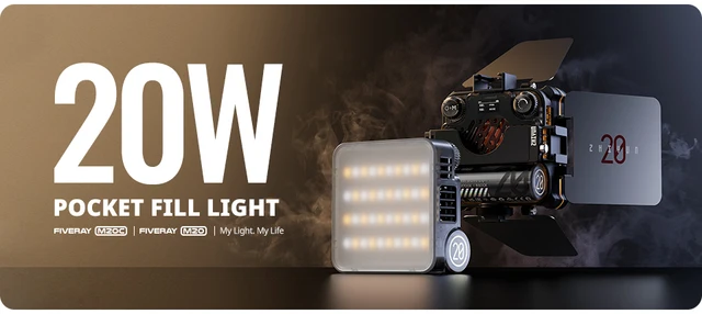 Zhiyun Fiveray M20C Combo 20W RGB Portable Camera Light, 4500mAh  Rechargeable Full Color LED Photography Light TLCI 96+ CRI 94+ CCT  2500K-10000K with