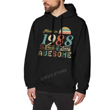 

2022 New Design Made In 1988 34 Years Of Being Awesome 34th Birthday Gift Hoodie Sweatshirts Street clothes Cotton Streetwear