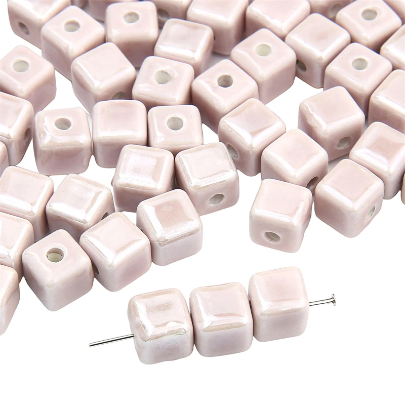 Vibrant Square Ceramic Beads Set - Handmade Porcelain