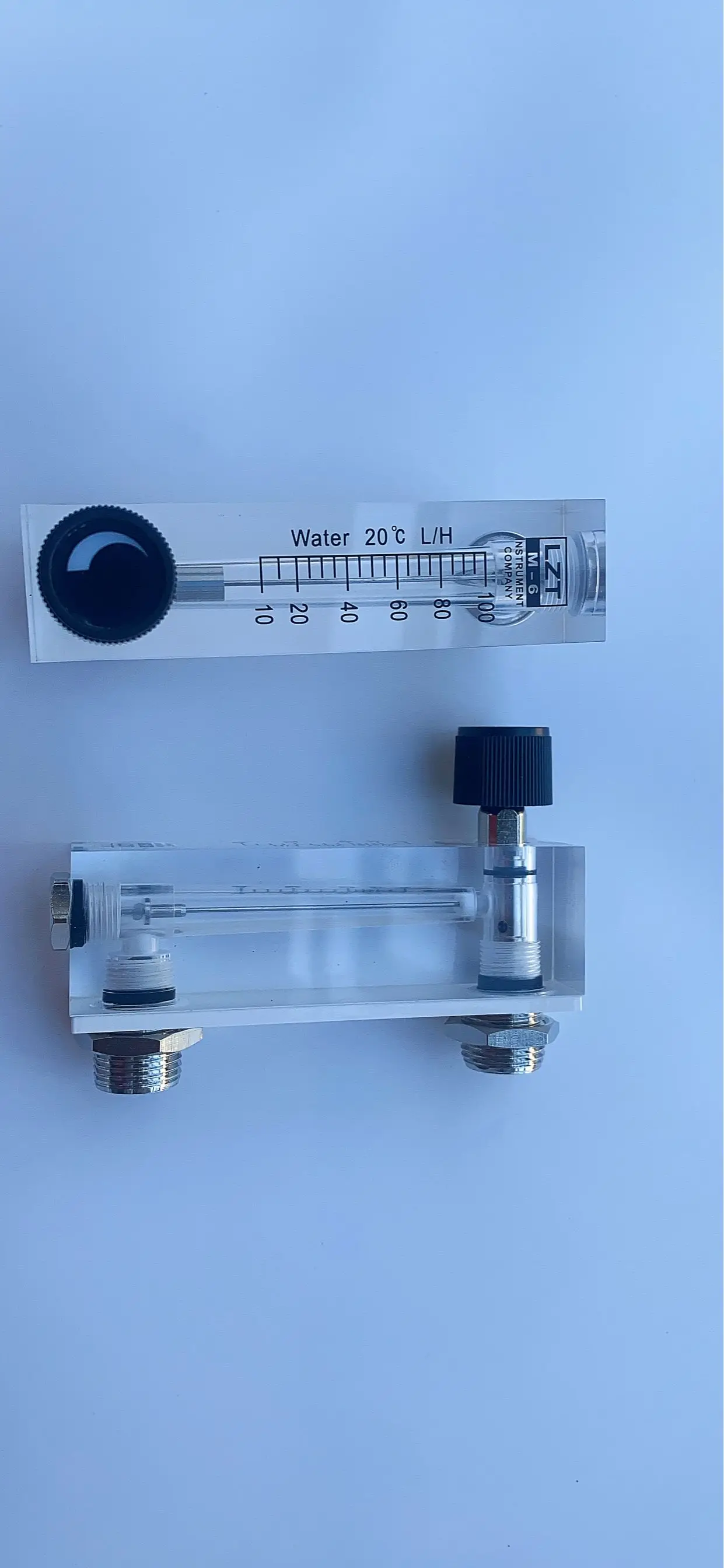 2-20L/h 4-40L/h 6-60L/h 10-100L/h LZM-6T Water Panel Flowmeter Rotameter With Valve M18 Male G1/4 Female Pressure 0.1Mpa