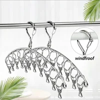 16/10 Clips Stainless Steel Clothes Drying Hanger Windproof Clothing Rack Socks Laundry Airer Underwear Socks Holders Organizer 1