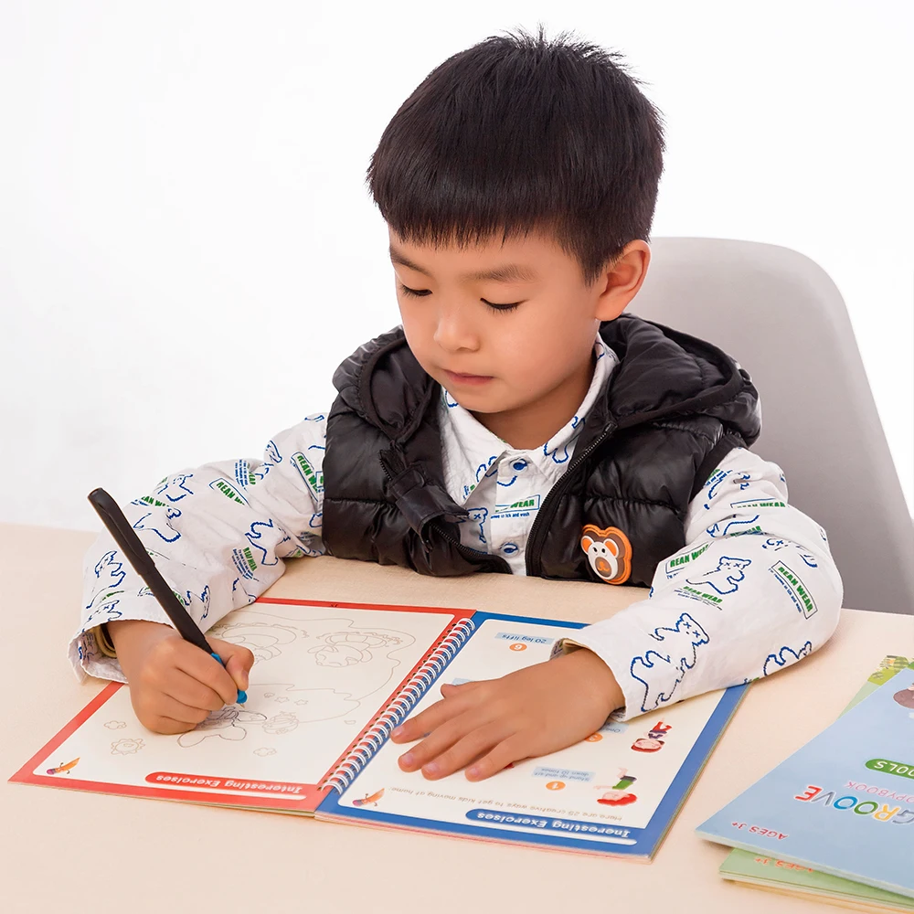 4pcs Magic Practice Copybook Kids Children Writing Reusable Free Wiping English German Writing Copy Books for Boy Girl Gifts
