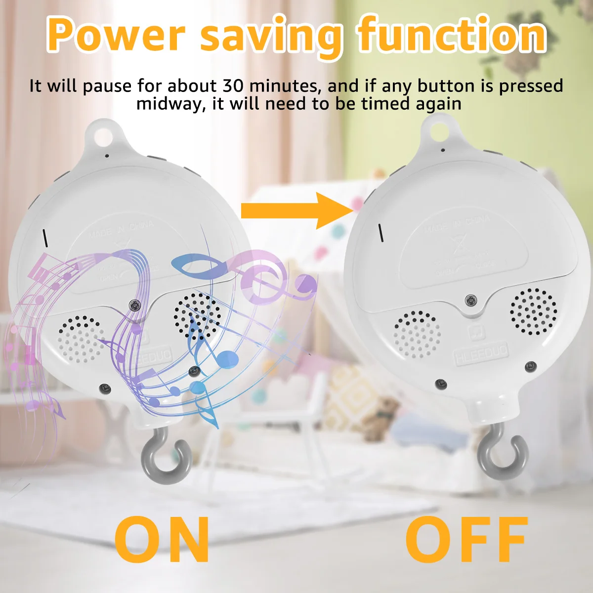Baby Mobile Music Box 35 Lullabies Baby Crib Mobile Musical Box Battery Operated Crib Mobile Motor with 3 Modes for Bassinet 4