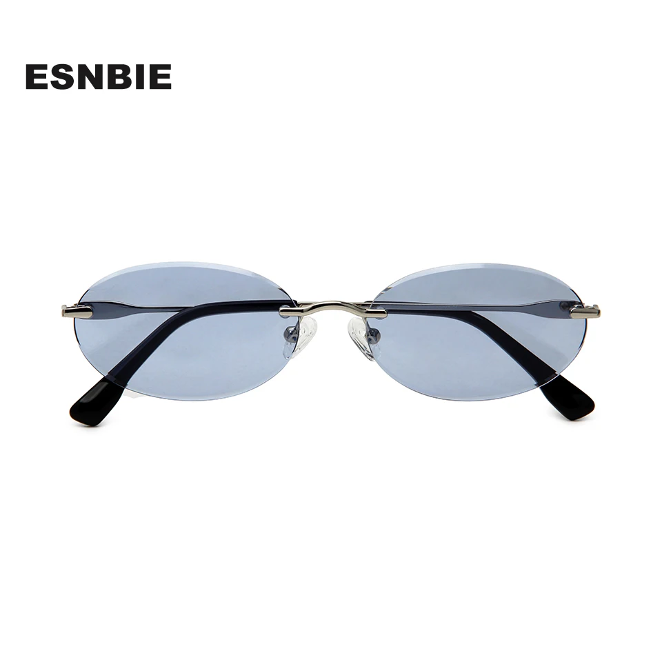 Y2K Markendesign 90er Jahre Randlose Sonnenbrille für Damen, Rahmenlose Brillen, Persönliche Neue Ovale Rahmenlose Sonnenbrille für Herren