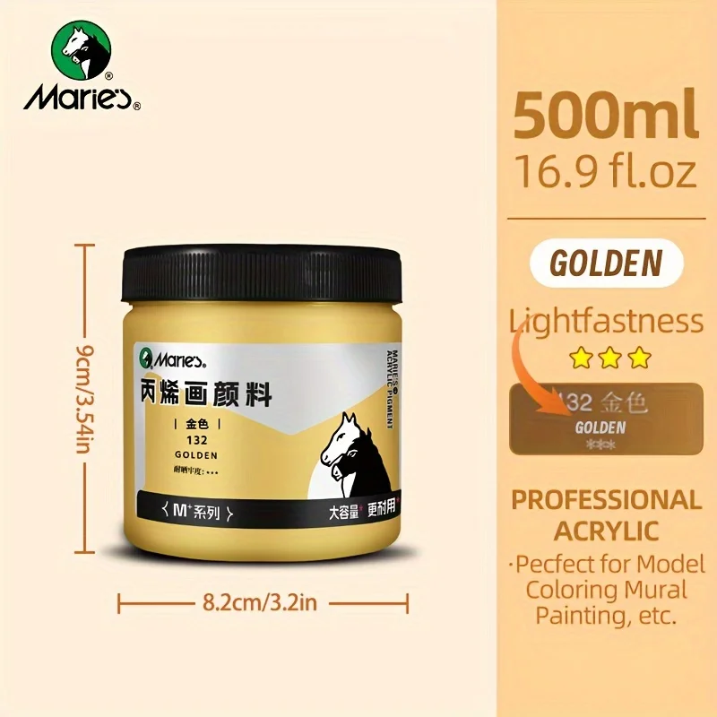 Marie's Gold Acrylic Paint,Large500ml/16.9oz Bottle,Rich Pigments,Perfect for Canvas,Paper,Craft Painting for Artists,Adults 5