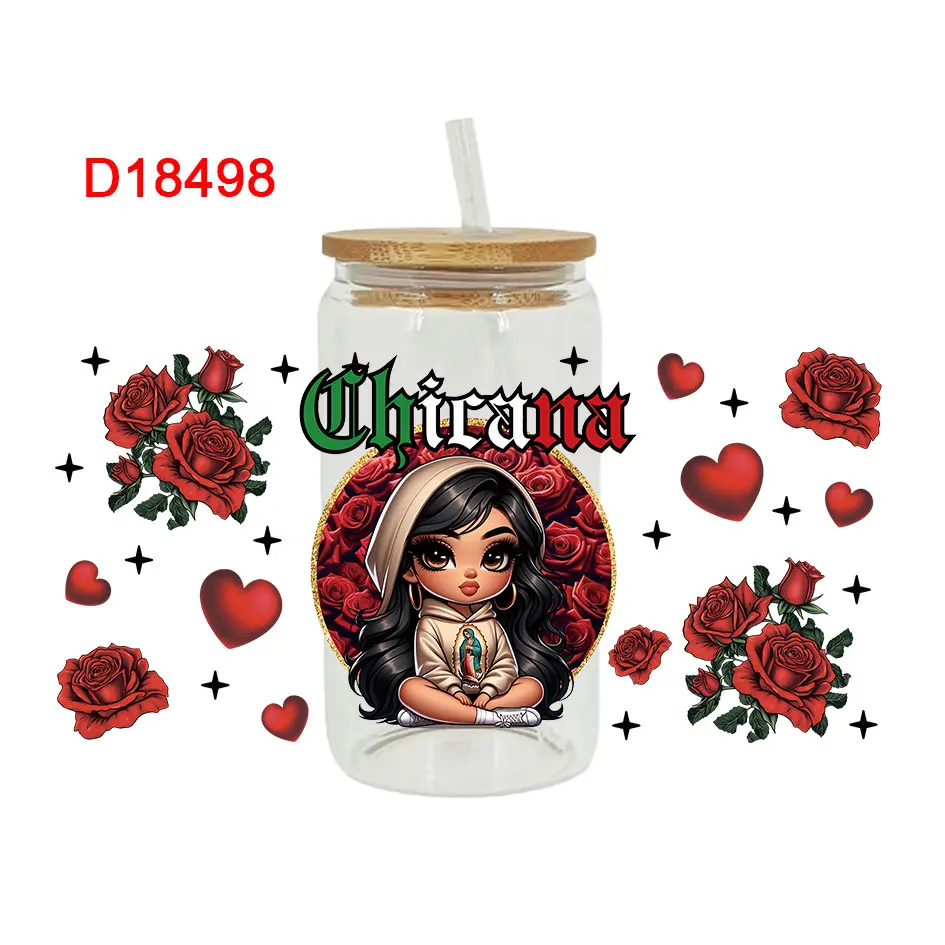 UV DTF Transfer Sticker Little Girl For The 16oz Libbey Glasses Wraps Bottles Cup Can DIY Waterproof Decals D18457