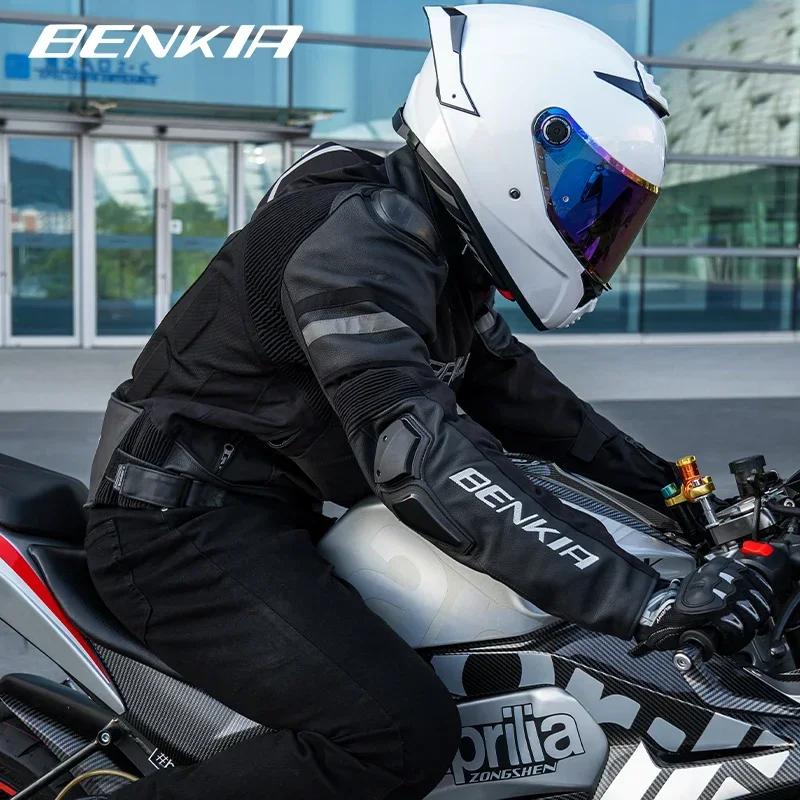 BENKIA Professional Motorcycle Track Racing Armor CE Protective Jacket Cowhide Windproof Riding Clothing Women Men for APRILIA