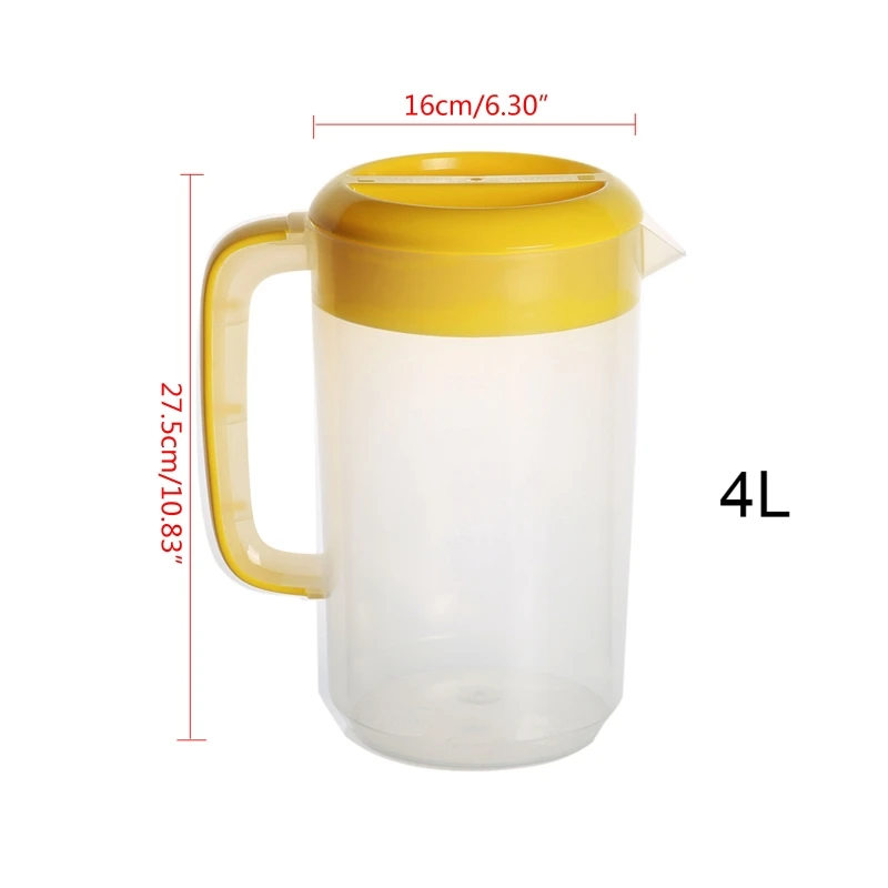 4L Water Bottles to Drink Cold Kettle Pitcher with Lid for Hot Cold Water Jug Juice and Iced Tea Large Capacity 5 Colors glass pitcher cold water jug