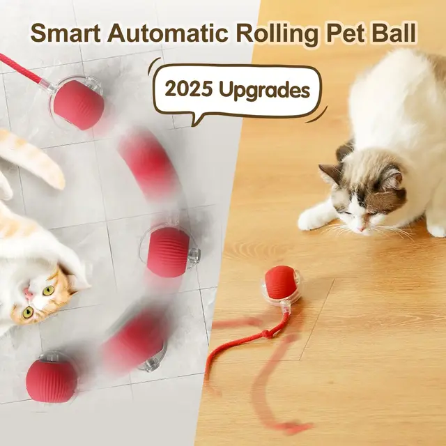 Super Deal Cat Interactive Ball Toy Automatic Rolling Ball with Tail Rechargeable Smart Pet Interactive Toy Intelligent Mouse 2