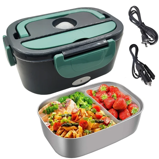 220V 110V 12V EU US Car Plug Electric Lunch Box Stainless Steel Picnic  Portable Heating Lunchbox Food Heated Warmer Container - AliExpress