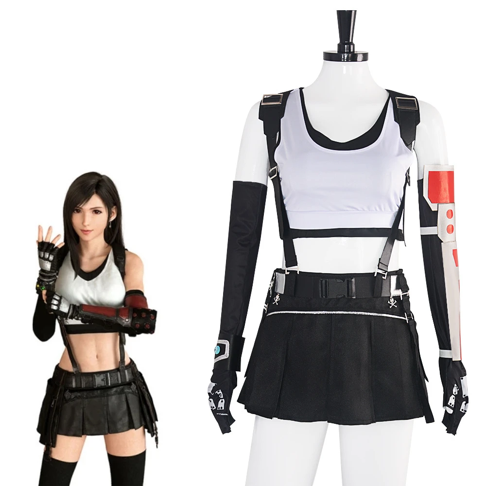 

Game Final Fantasy VII Remake FF Tifa Lockhart Cosplay Costume Sexy Woman Top Skirt Halloween Carnival Party Suit
