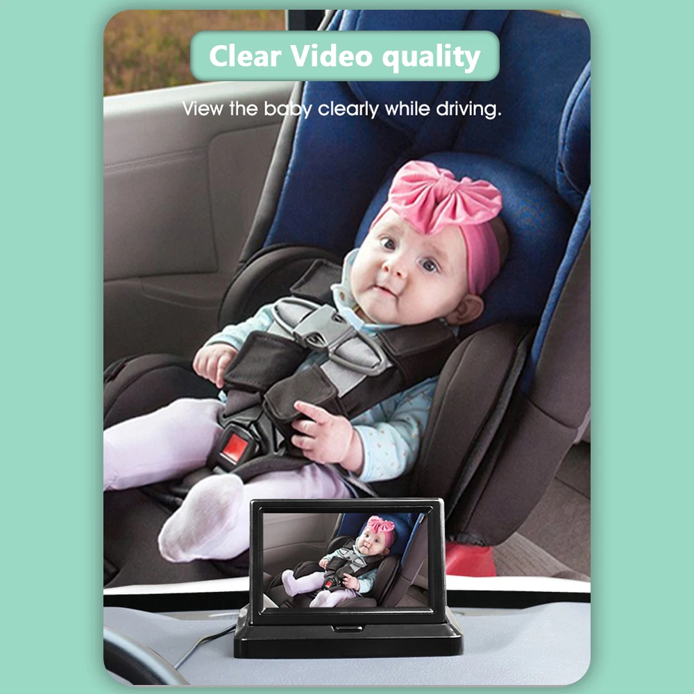 Car Baby Monitor Safety Car Seat Mirror Camera with 4.3 Inch Large Display Screen Night Vision for Car Back Seat 6