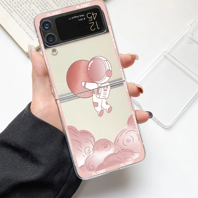Astronaut Cartoon Hard PC Handy hülle für Samsung Galaxy Z Flip 5 4 3 transparente Abdeckung für Galaxy Z Flip 6 faltbar stoßfest – Detail 7