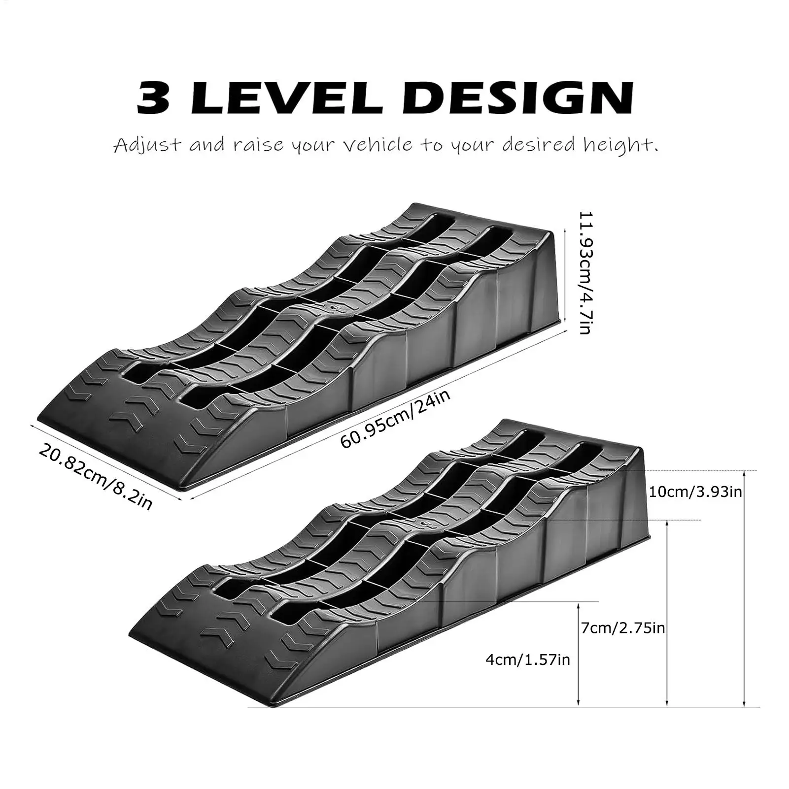 2Pcs RV Leveling Ramps Anti-Skid Campers Tire Wheel Chocks Car Leveling Blocks Lightweight Curb Ramps Heavy Duty Threshold Ramp