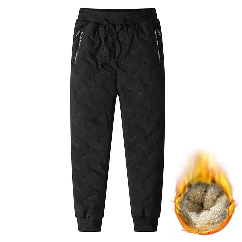 Lamb Down Cotton Sports Pants Men's Fleece Plush Thick Casual Pants Windproof Coldproof Warmth Retention Running Sweatpants