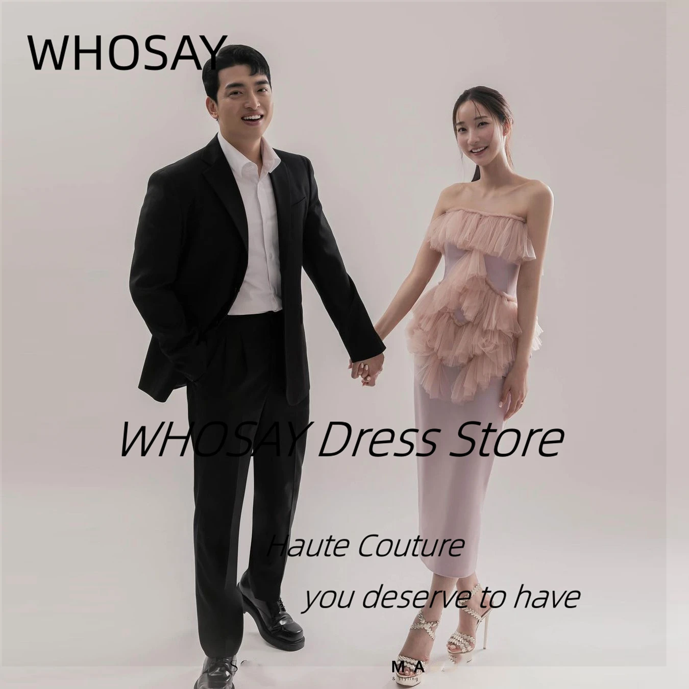 

WHOSAY Romantic Prom Dresses 2024 Korea Girls Wear Strapless Photo Shooting Special Party Evening Banquet Gowns
