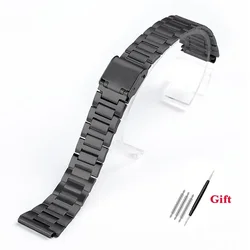 Sleek 18mm Stainless Steel Watch Strap Replacement Bracelet (Black - 18mm)