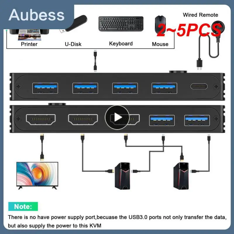 

2~5PCS USB 3.0 Switch Selector 4 Port,KVM Switcher 4 Computers Sharing 4 USB Devices,USB Peripheral Switcher for Keyboard Mouse
