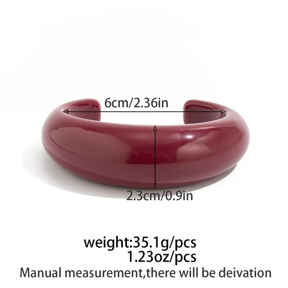 New Vintage Resin Bangles Irregular Red Bracelet Geometric Wide Ring Jewelry Accessories