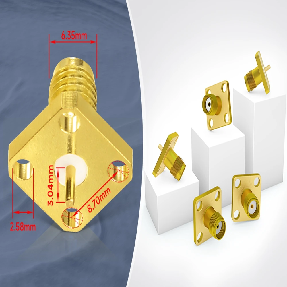 Female RF Coaxial Connector 4 Hole Panel Mount for Electronic Components