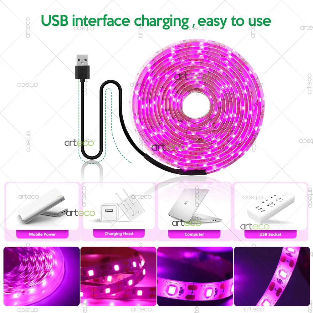 USB Led Plant Grow Light With Battery Box Full Spectrum 5V Grow Light Strip 2835 Led Phyto Lamp for Plants Greenhouse Hydroponic led grow light,grow light