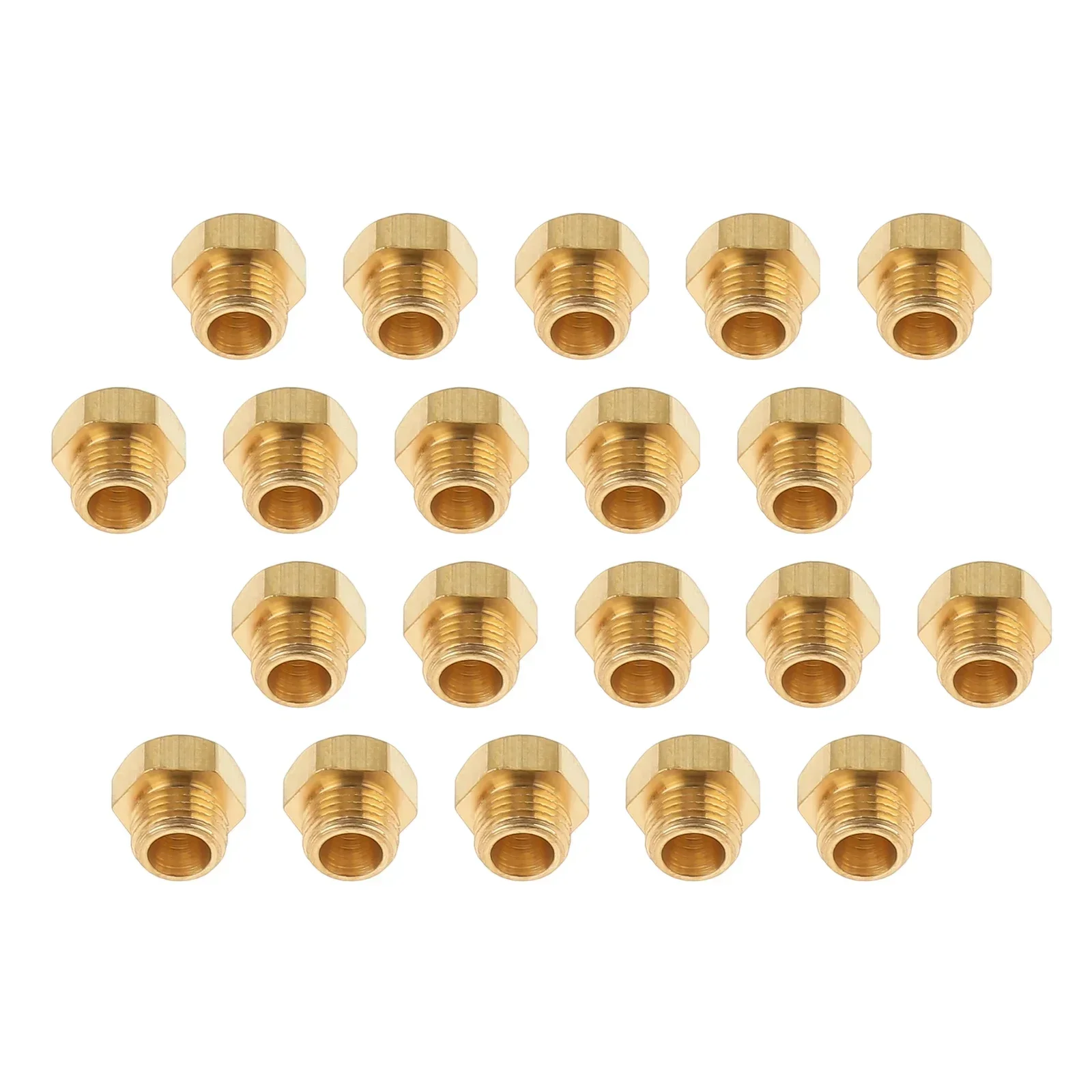 20pcs Solid Brass Jet Nozzles M5x0.5mm/0.68mm Hexagon 6mm Replacement Propane LPG Gas Pipe Water Heater Sparing Parts DIY Burner