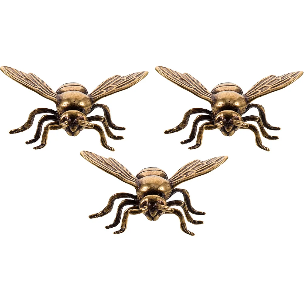 

3pcs Brass Craft Bee Figurine Bee Statue Sculpture Small Bee-shape Decoration