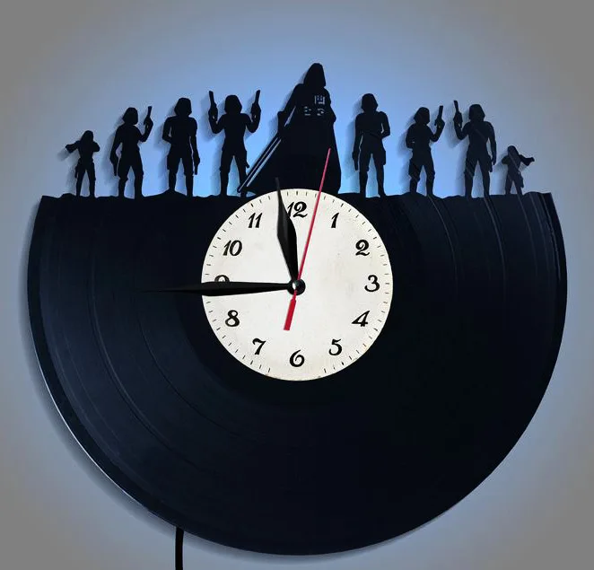 

Настенные часы ностальгия для кино и телевидения с черной записью клея украшение для дома Мультяшные настенные часы для детской комнаты светодиодный подарок