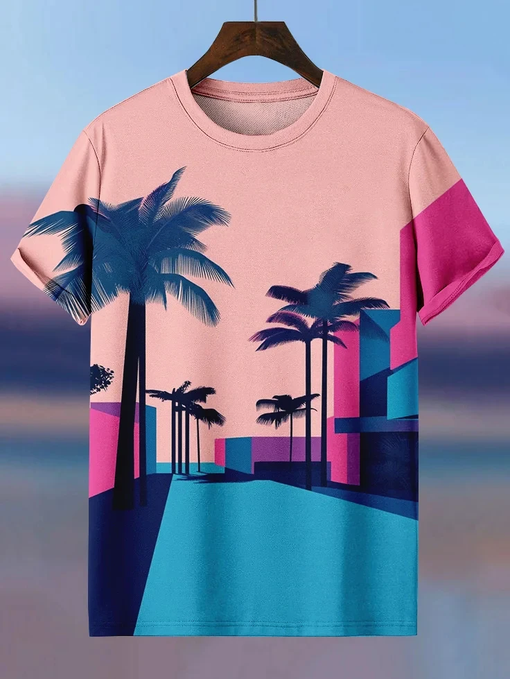 Casual Men Animal Print Short Sleeve T Shirt