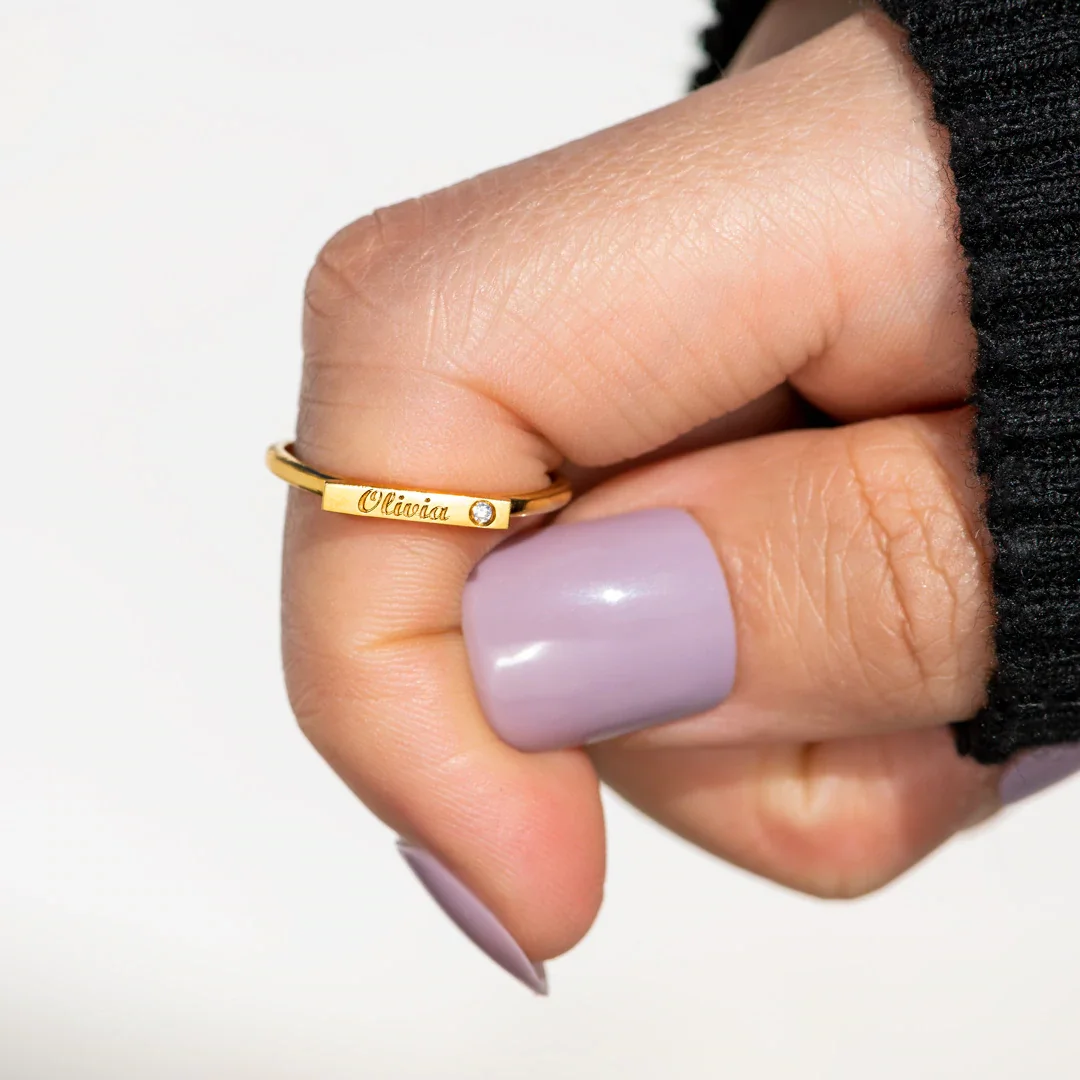 Bar Name Ring by Caitlyn Minimalist Signet Name Ring Custom Skinny Bar Ring  Personalized Gift for Her RM32F100 - Etsy