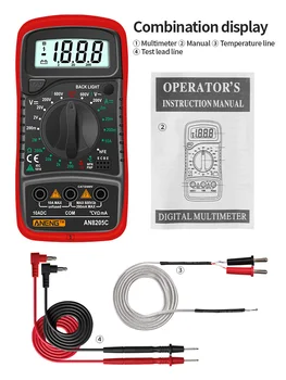 мультиметры ANENG AN8205C мультиметр Цифровой тестер цифровые транзистор тестер мультиметр мини автомат измеритель напряжения конденсаторов ...