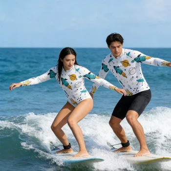 Men Women Lightweight Surfing High Quality Breathable Quick Dry Fabric Sweat Wicking Sun Protection Swim Shirt for Water Sport 1