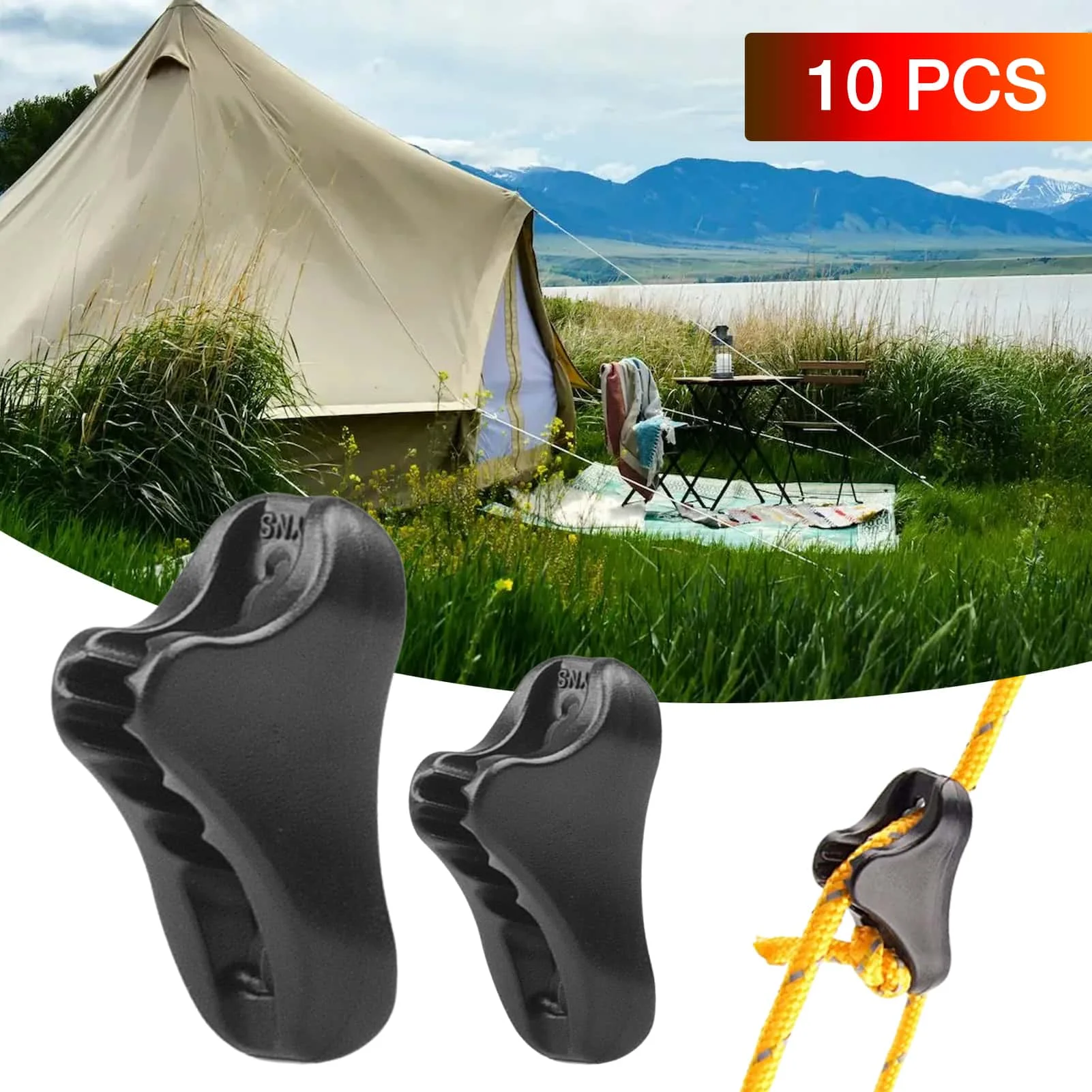 10pcs Triangles Rope Tightener Camping Tent Accessories tent rope tightener,camping tent accessories,camping tent fasteners,camping rope buckle,camping cord buckles