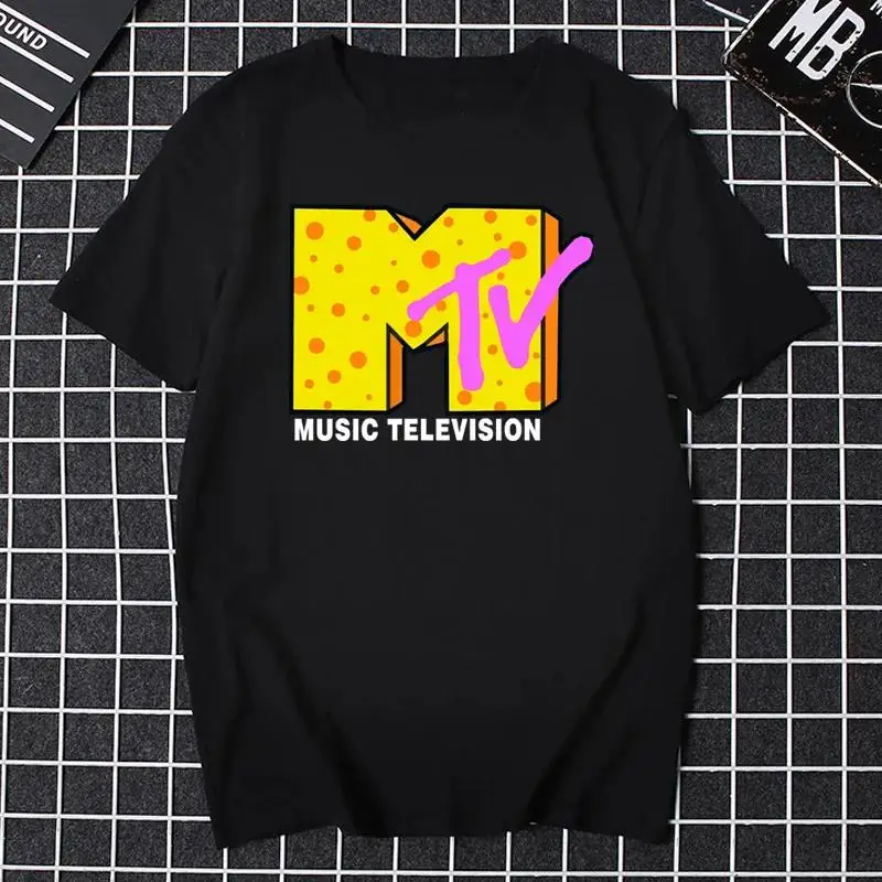 Mtv 음악 텔레비전 그래픽 티셔츠, 재미있는 남성 의류, 패션 힙합 TV 티셔츠, 플러스 사이즈 100% 코튼 유니섹스 티셔츠