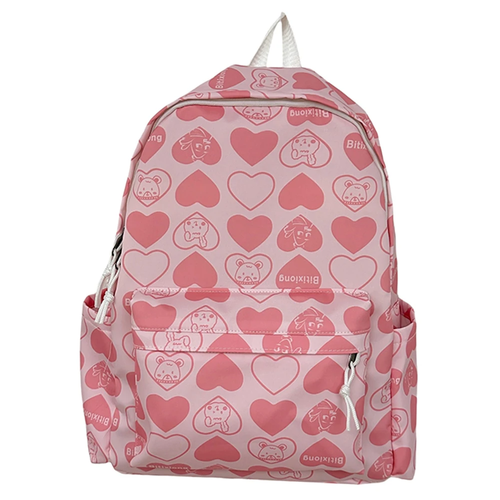 Nylon Heart Pattern School Backpack for Students