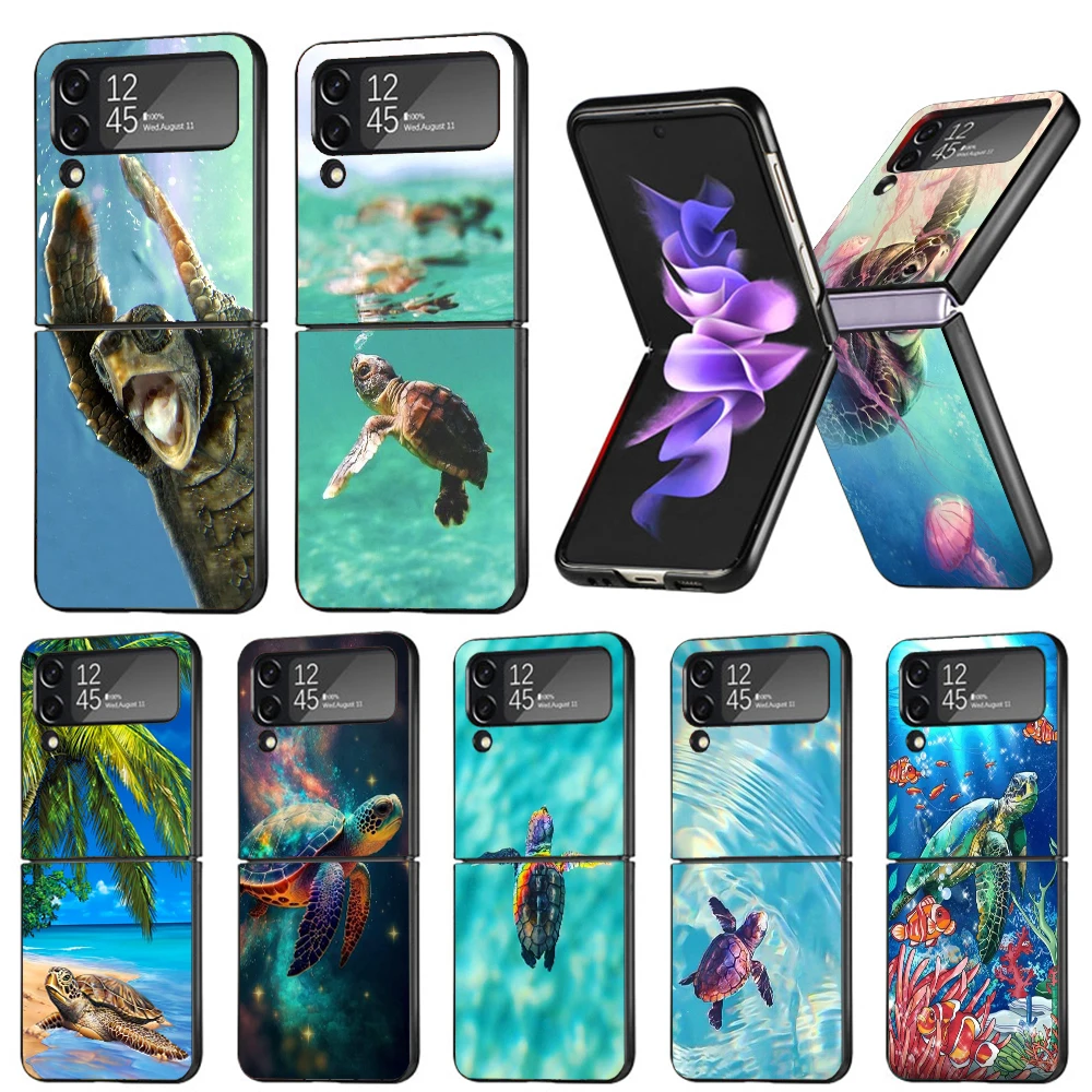 Sea Turtle Aqua Hard Pc Cover Posteriore Per Samsung Galaxy Zflip 5 Z Flip 4 Zflip3 Z Flip 3 5G Zflip4 Flip3 Zflip5 Cover