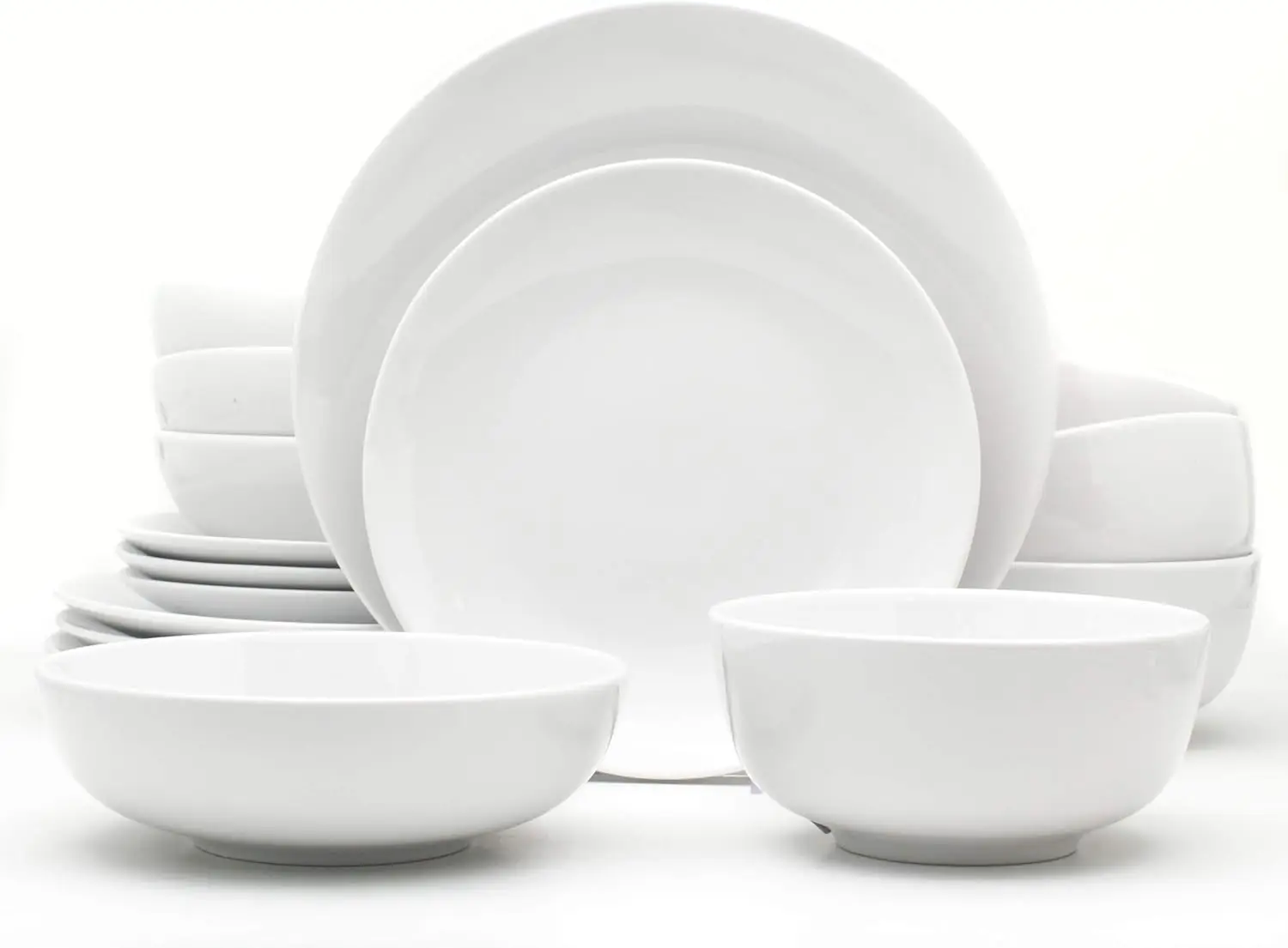 

Collection Porcelain Dinnerware and Serveware, 16 Piece Dinnerware Set, Service for 4, Classic White Spoons and forks set Chopst