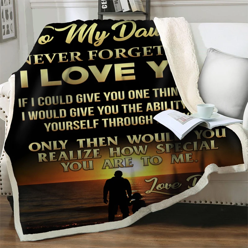 To My Daughter from Mom Letter Dolphin Printed Soft Warm Quilt Fleece Plush Throw Blankets For Beds Sofa Travel Picn