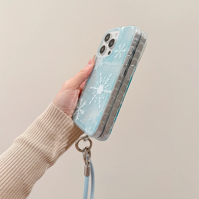 Winter Snowflake Clear Phone Case For iPhone 16 Pro Max 15 13 14 Shockproof Back Cover