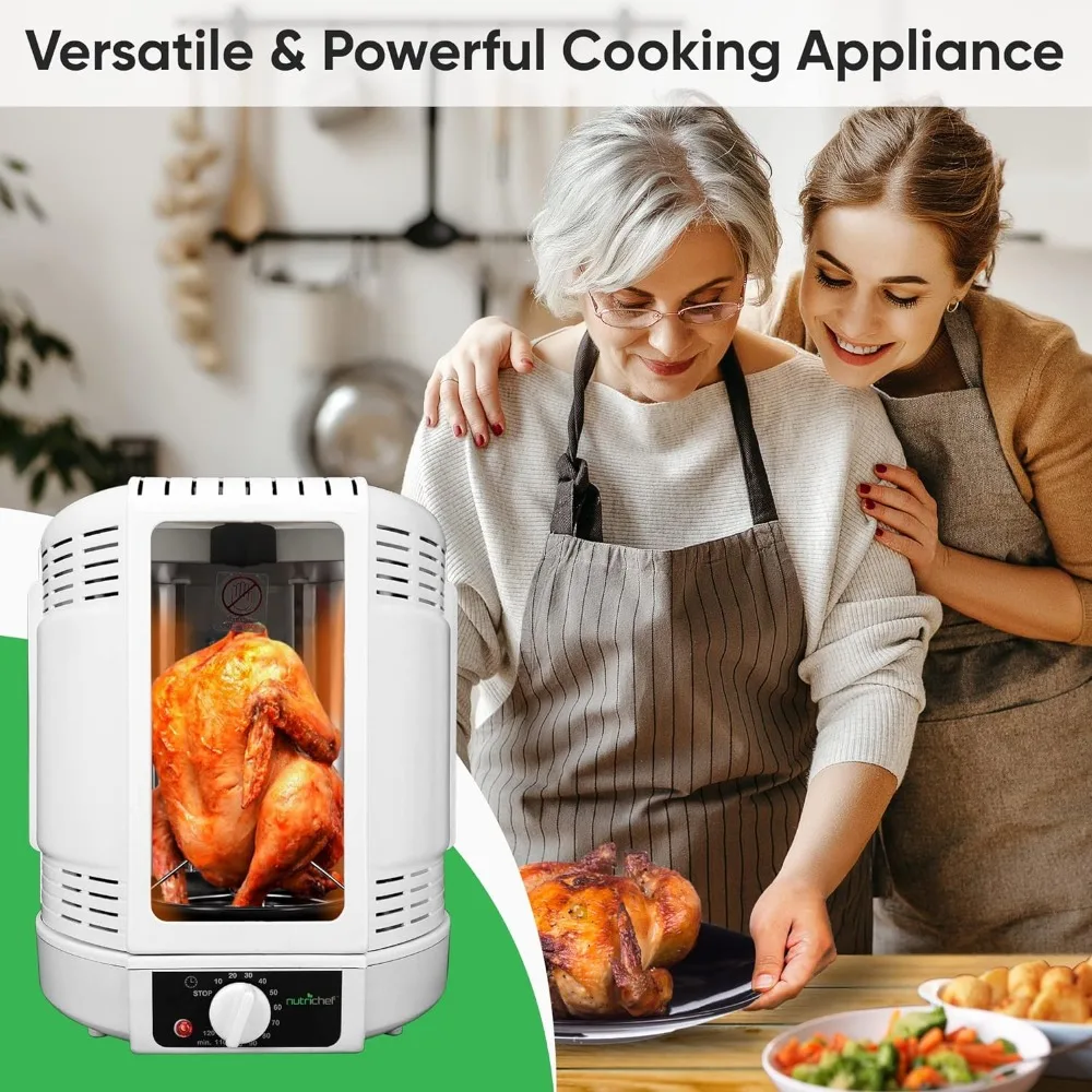 Vertical Rotisserie Oven Roaster - Rotating Shawarma/Kebab Machine with Skewer and Rack, Basket Tower, Roasting Rack 6