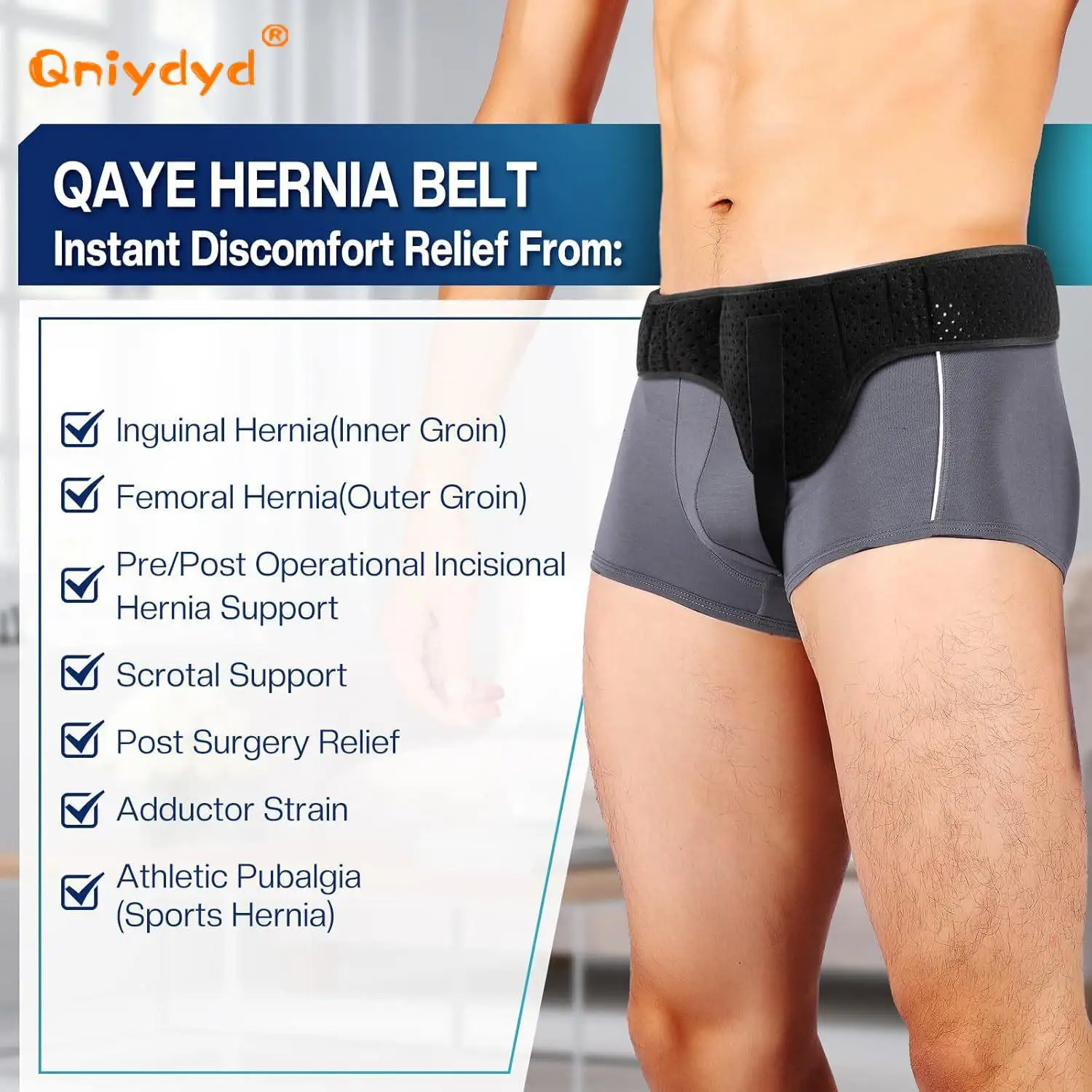 Inguinal Hernia Belt Truss Sports Hernia Support Brace with Removable Compression Pad for Pain Relief And Recovery 4