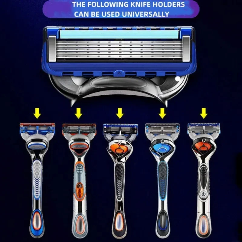 Manual Shaving For Men Replace Head Five Layer Blade Eight Comfortable Shaving Blades The Latest Blue No Skin Damage