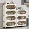Nordic Multi-functional Home Portable Storage Cabinets Small Apartment Kitchen Cabinets Multi-layer Kitchen Cabinet with Pulleys 3