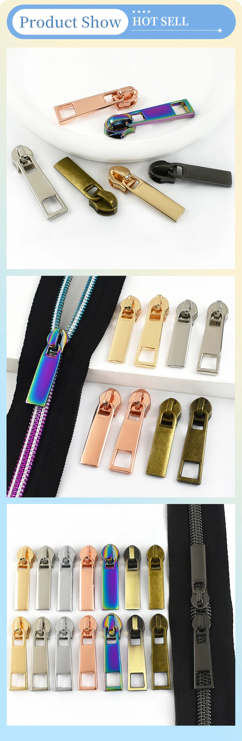 Description Picture 4 of item10-50Pcs 3# 5# Zipper Sliders for Nylon Zippers Pull Clothing Repair Zip Head Jacket Coat Closure Ziper Lock Sewing Accessories