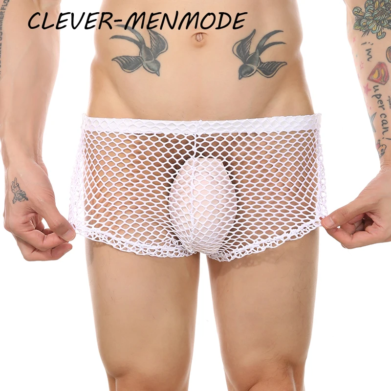 Men's Sexy Openwork Sheer Fishnet Briefs Bare Side Open Lingerie Mesh Transparent Shorts Hollow Mesh Breathable Panties mens underwear