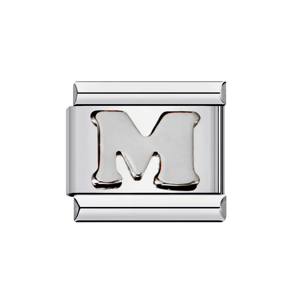 Silver 26-Letter A-Z Custom Charm Bracelet in Italian Stainless Steel