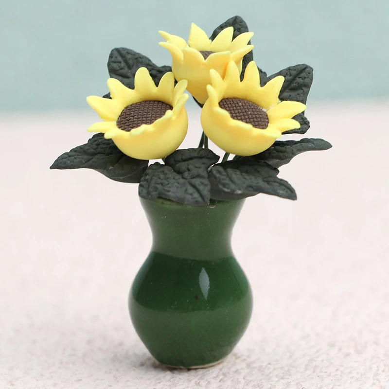 1Pcs 1:12 Dollhouse Miniature Potted Plant Pot Green Leafed Plant Garden Balcony Decoration Dollhouse Collection Kids' Toys 5