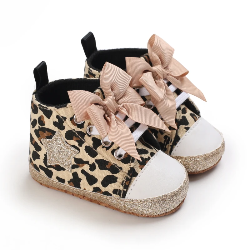 0-18M Newborn Baby Shoes Female Baby Cute Leopard Pattern Sports Shoes Sandals Soft Sole Comfortable Walking Shoes 2