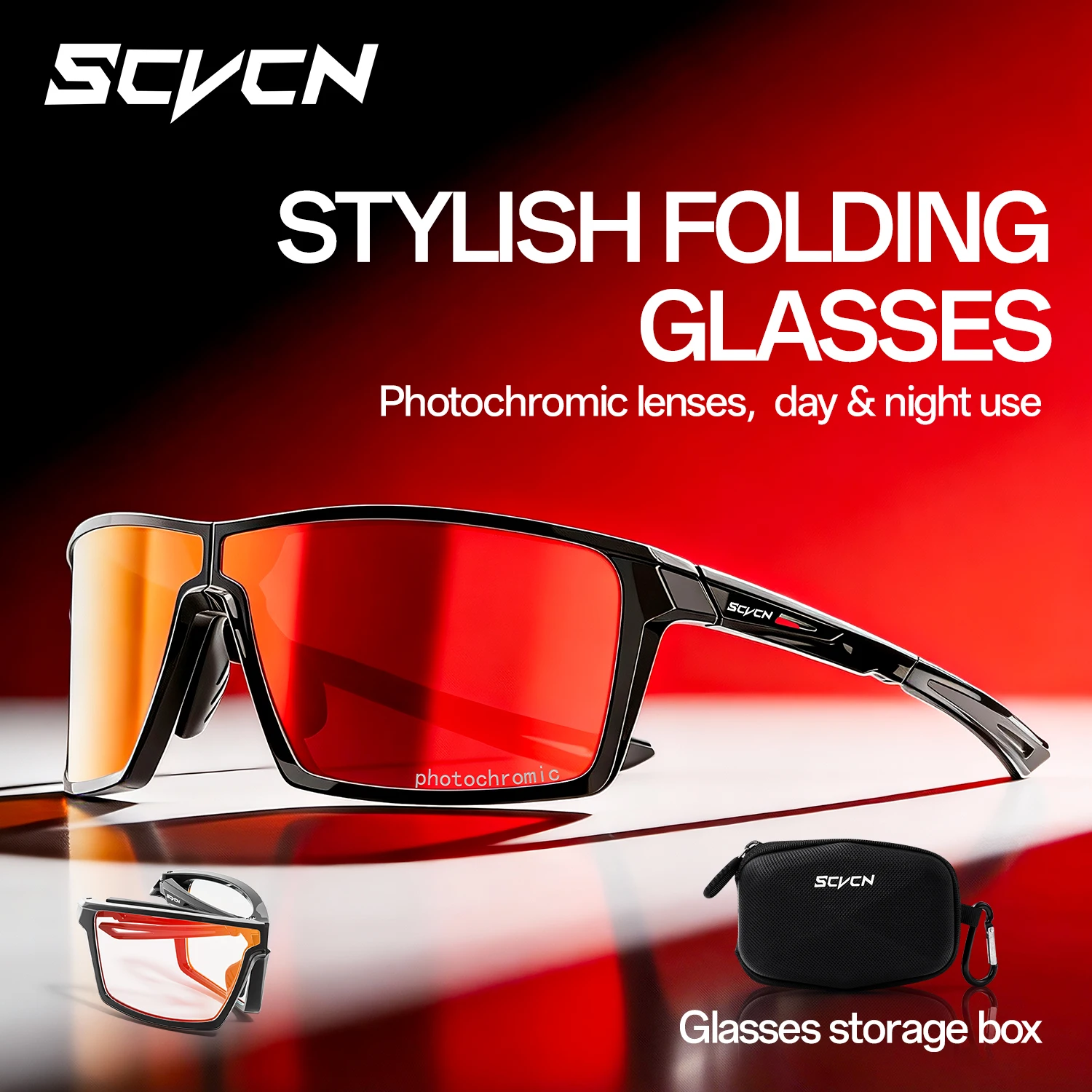 SCVCN Portable Folding Hiking Eyewear Sunglasses for Men Photochromic Cycling Glasses Bike Women Sports Goggles MTB Racing UV400