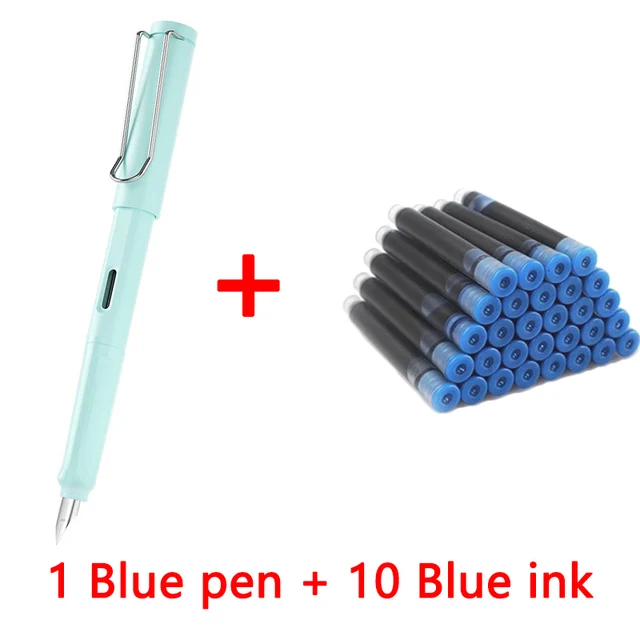 1 pen+10 ink Kawaii Fountain pen calligraphy Multi-function pen 0.38mm EF Nib school supplies stationery pens 13
